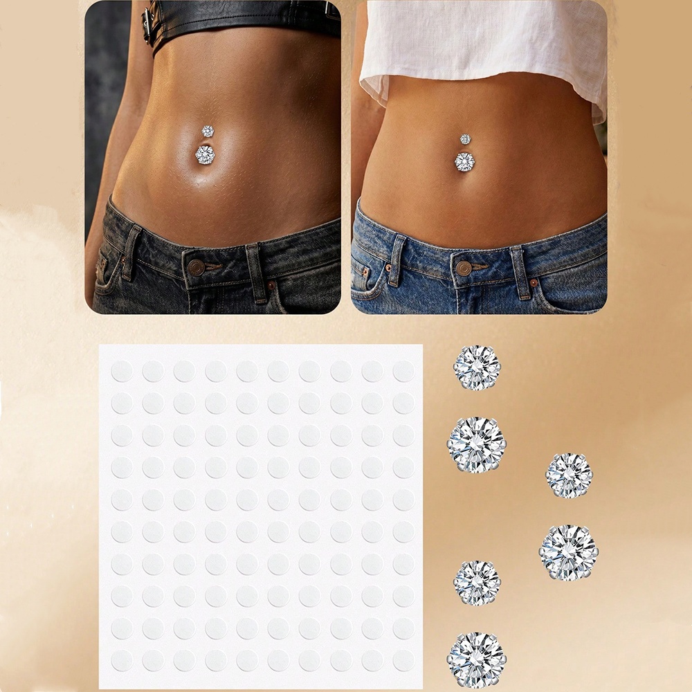 Body Jewelry Belly Button Rings - Anillos de ombligo falsos con circonita