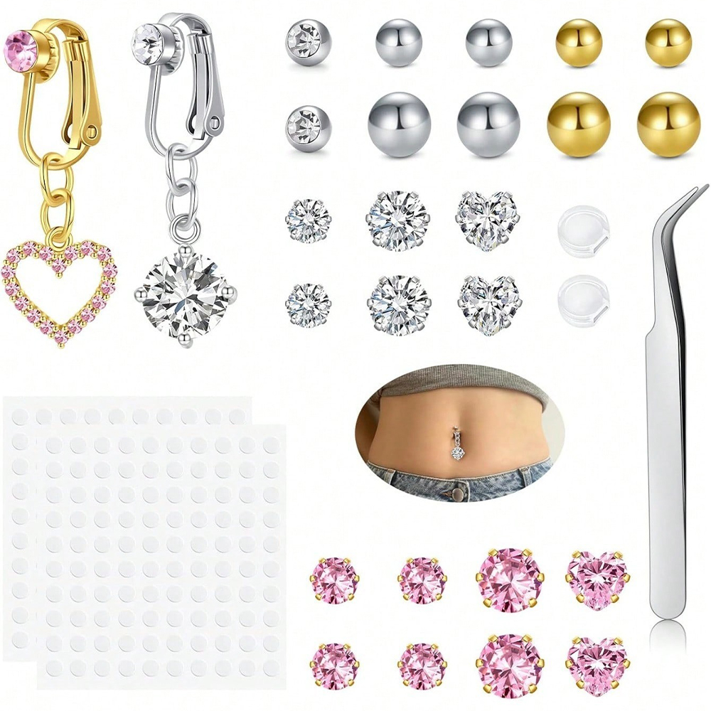 Body Jewelry Belly Button Rings - Piercing Falso Dorado para Ombligo con