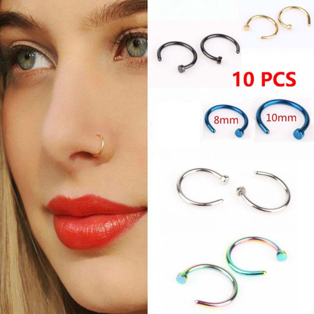 Body Jewelry Earrings - 10 piezas de acero inoxidable fino