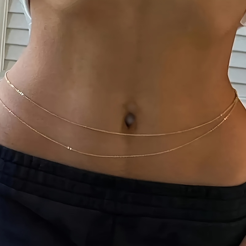 Body Jewellery - Cinturón de cadena de metal dorado