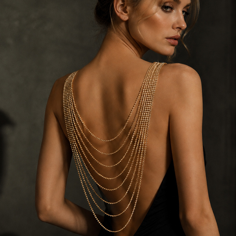 Cadena de espalda con pedrería - Body Jewelry For Backless Dress reseña y precio