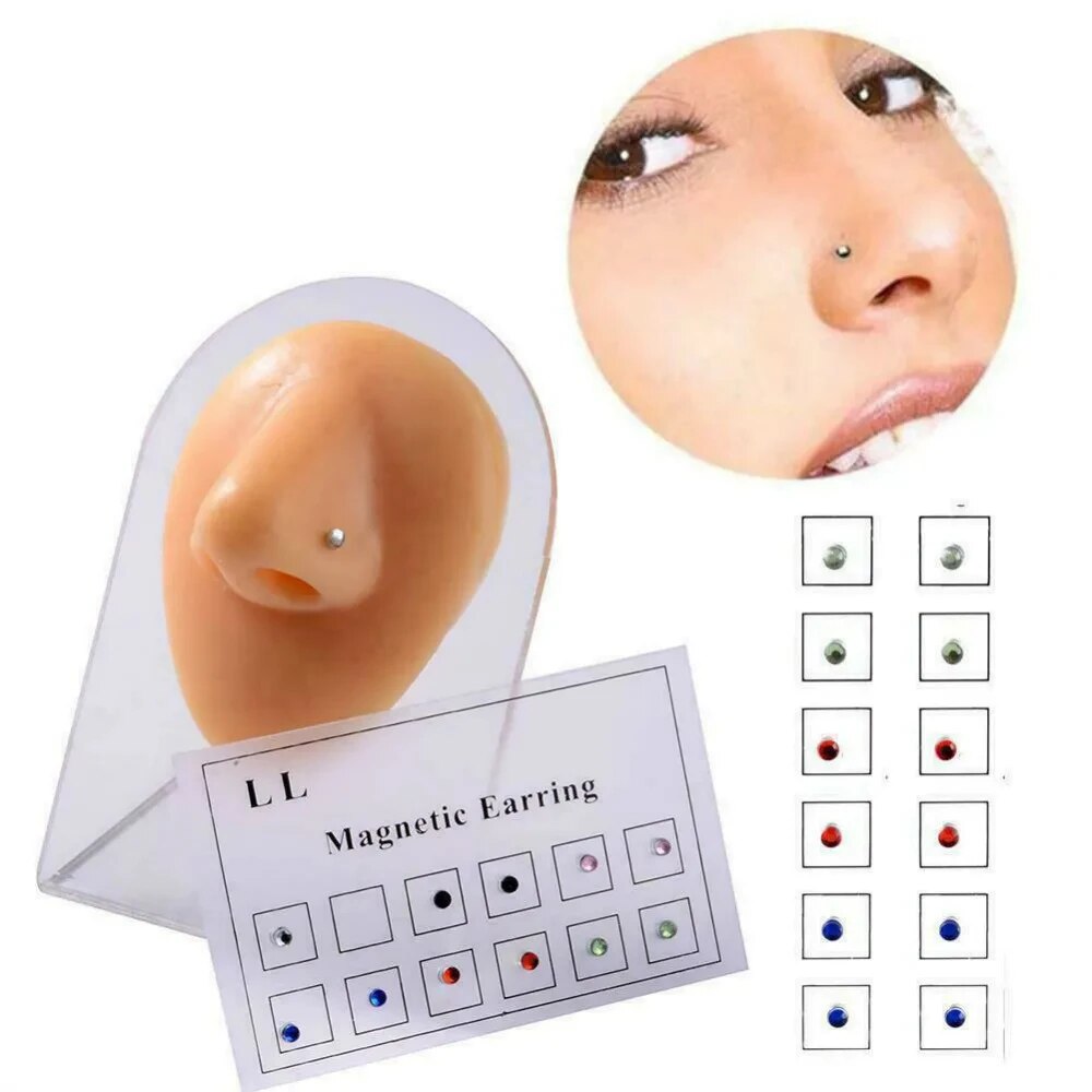 12 uds/tarjeta tramposo falso  - Body Jewelry Earrings reseña y precio