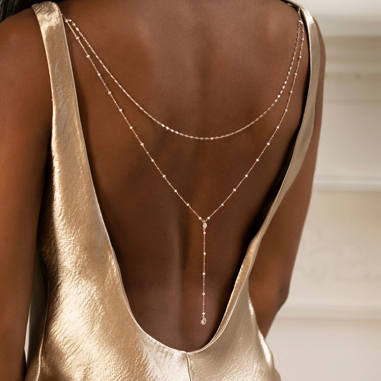 Delicado Collar de Cadena con  - Body Jewelry For Backless Dress reseña y precio