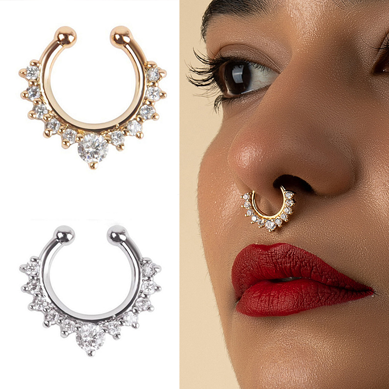 Clip de nariz en forma de U pa - Body Jewelry Earrings reseña y precio
