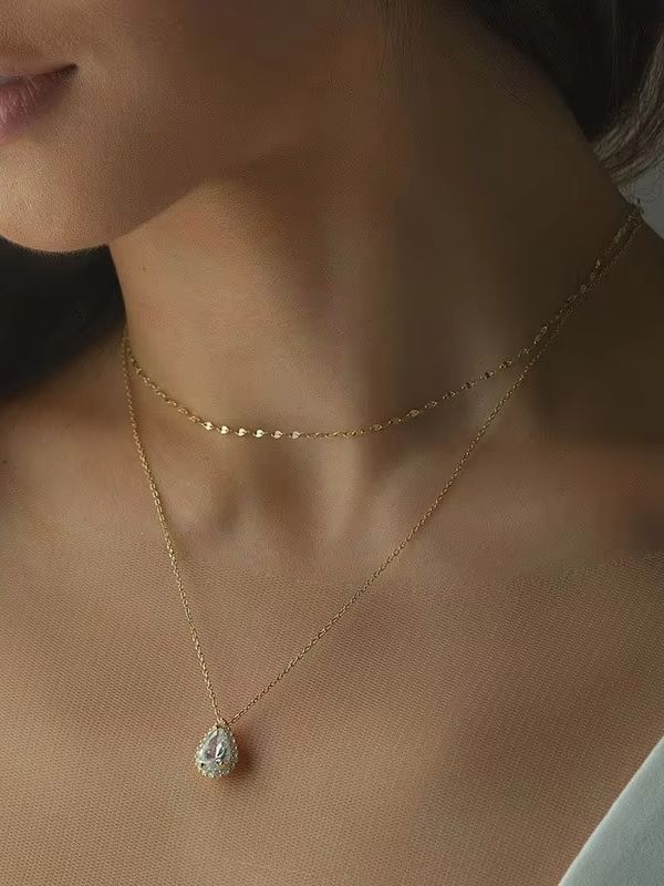 Collar de cadena dorada y plat - Body Jewelry For Backless Dress reseña y precio