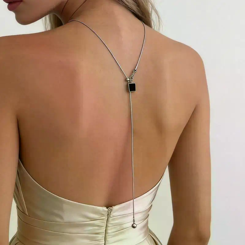 Cadena de espalda larga con pe - Body Jewelry For Backless Dress reseña y precio